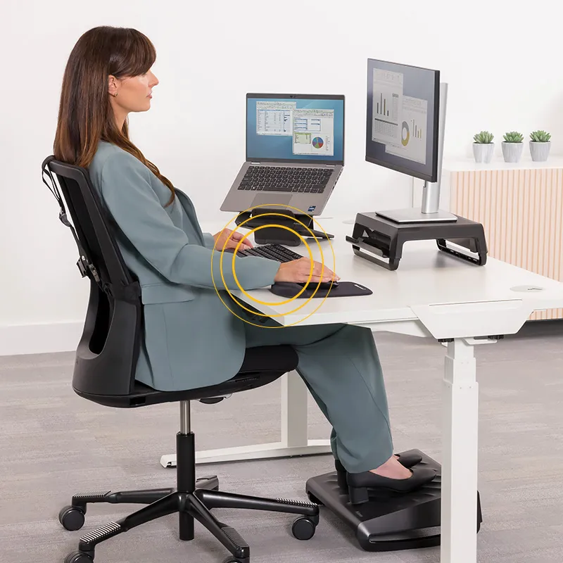 Grid texture near a muted display edge on a desk